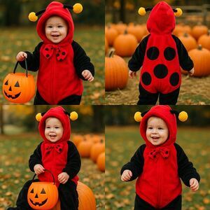 Vintage 1999 Ladybug Halloween Costume Toddler Size 2T–3T Plush Hooded The...